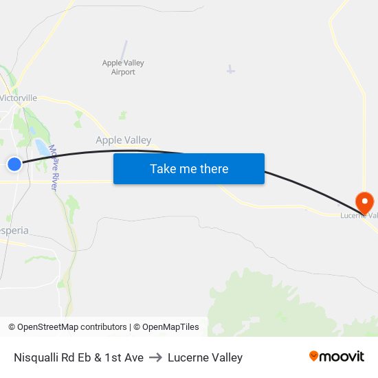 Nisqualli Rd Eb & 1st Ave to Lucerne Valley map