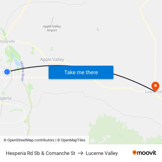 Hesperia Rd Sb & Comanche St to Lucerne Valley map