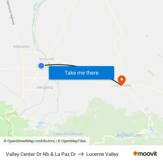 Valley Center Dr Nb & La Paz Dr to Lucerne Valley map