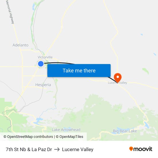 7th St Nb & La Paz Dr to Lucerne Valley map