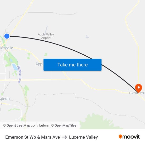 Emerson St Wb & Mars Ave to Lucerne Valley map