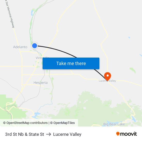 3rd St Nb & State St to Lucerne Valley map