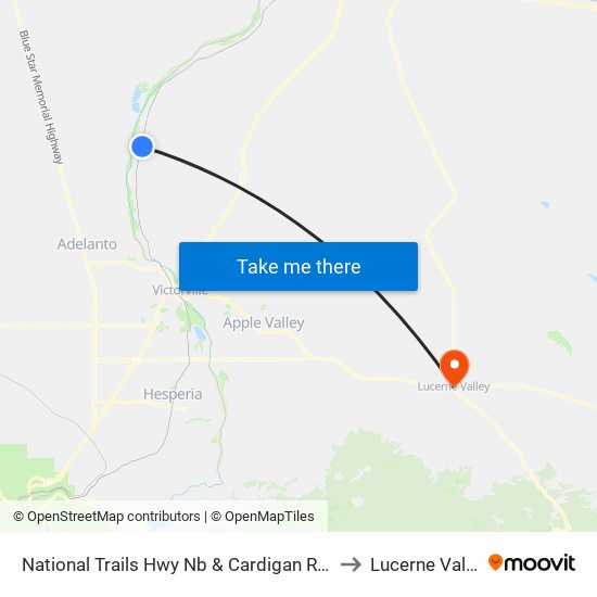 National Trails Hwy Nb & Cardigan Rd Ns to Lucerne Valley map