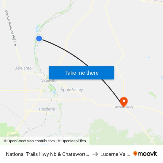 National Trails Hwy Nb & Chatsworth Rd to Lucerne Valley map