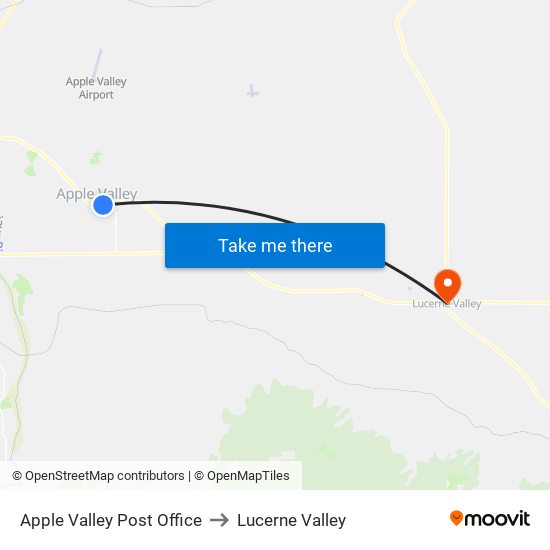 Apple Valley Post Office to Lucerne Valley map