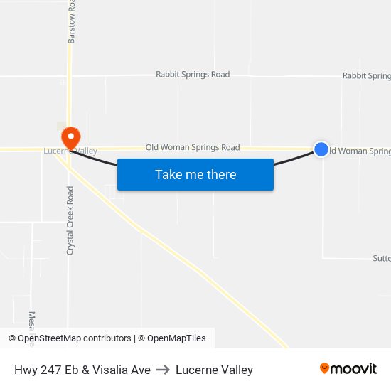 Hwy 247 Eb & Visalia Ave to Lucerne Valley map