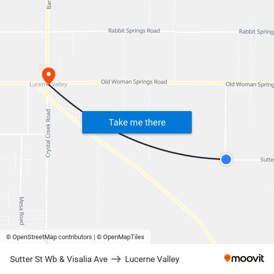 Sutter St Wb & Visalia Ave to Lucerne Valley map