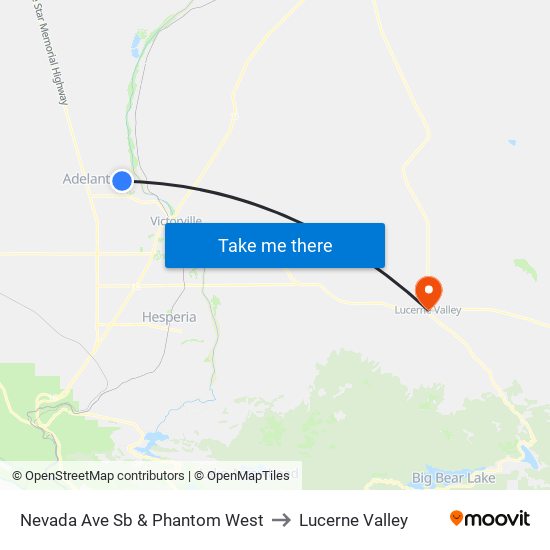 Nevada Ave Sb & Phantom West to Lucerne Valley map