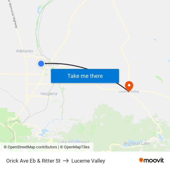 Orick Ave Eb & Ritter St to Lucerne Valley map