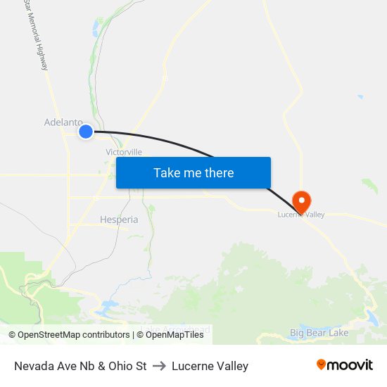 Nevada Ave Nb & Ohio St to Lucerne Valley map