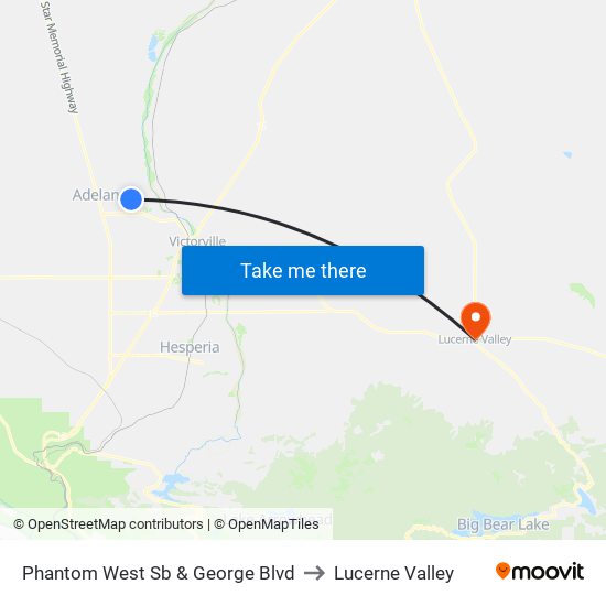 Phantom West Sb & George Blvd to Lucerne Valley map