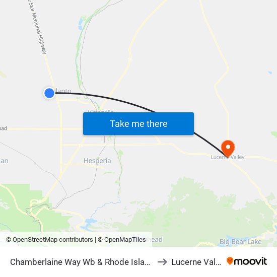 Chamberlaine Way Wb & Rhode Island St to Lucerne Valley map