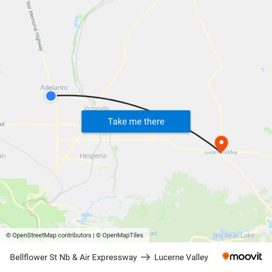 Bellflower St Nb & Air Expressway to Lucerne Valley map