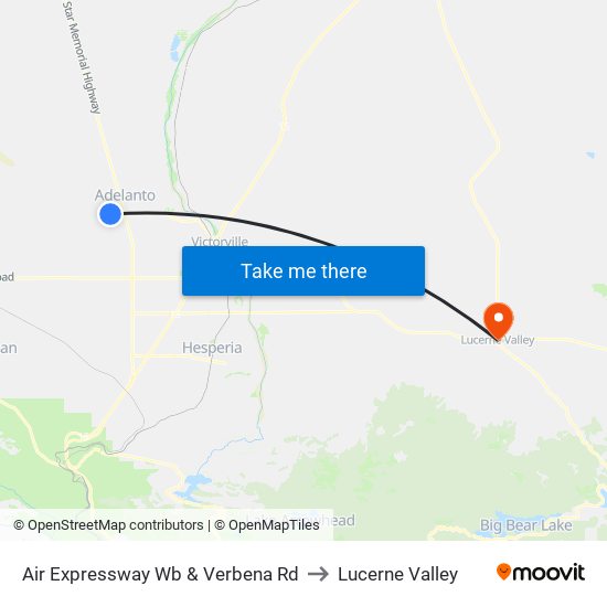 Air Expressway Wb & Verbena Rd to Lucerne Valley map
