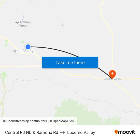 Central Rd Nb & Ramona Rd to Lucerne Valley map