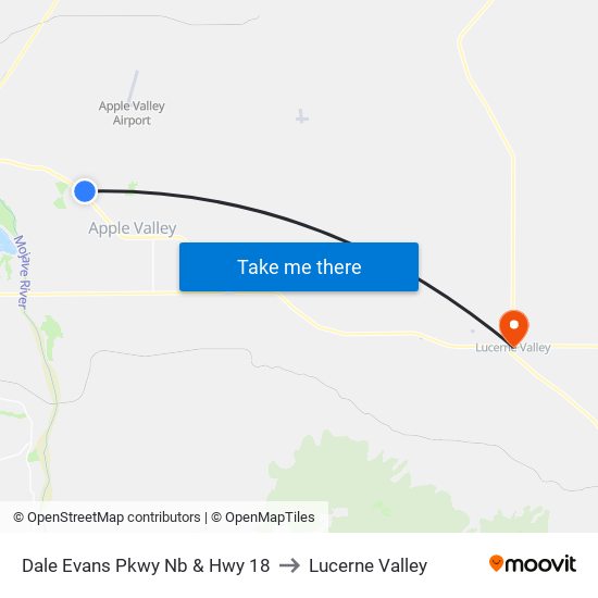 Dale Evans Pkwy Nb & Hwy 18 to Lucerne Valley map