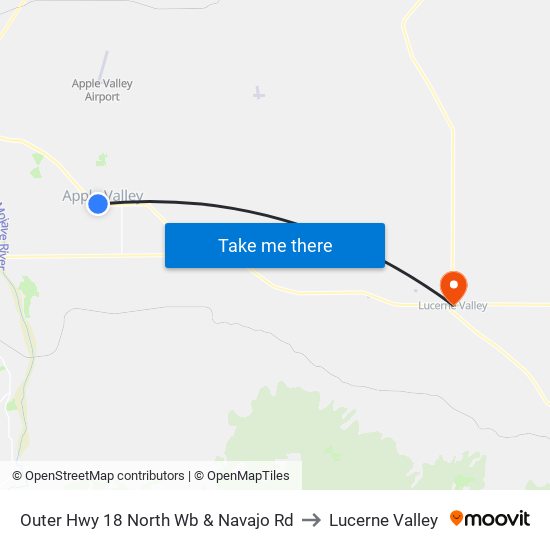 Outer Hwy 18 North Wb & Navajo Rd to Lucerne Valley map