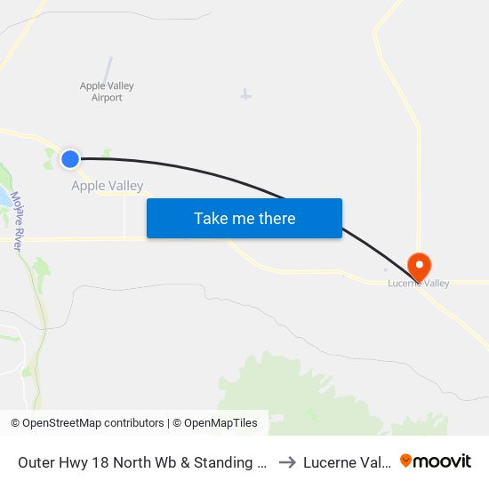 Outer Hwy 18 North Wb & Standing Rock to Lucerne Valley map