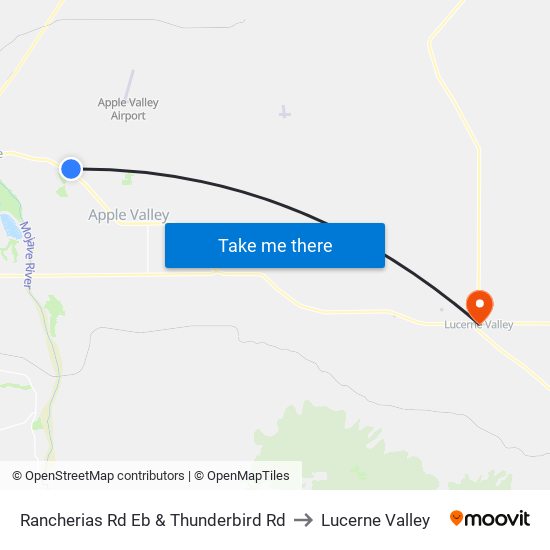 Rancherias Rd Eb & Thunderbird Rd to Lucerne Valley map