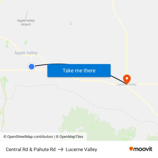 Central Rd & Pahute Rd to Lucerne Valley map