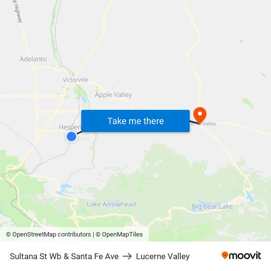 Sultana St Wb & Santa Fe Ave to Lucerne Valley map