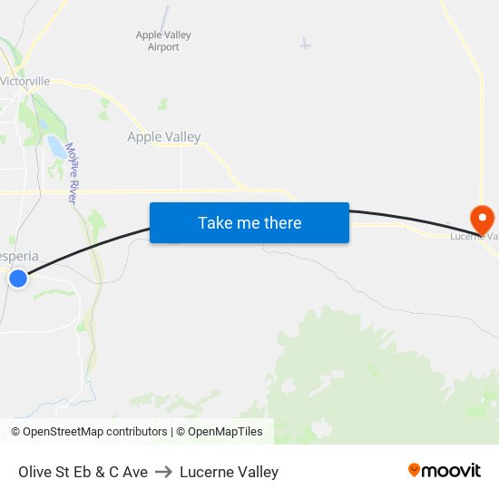 Olive St Eb & C Ave to Lucerne Valley map