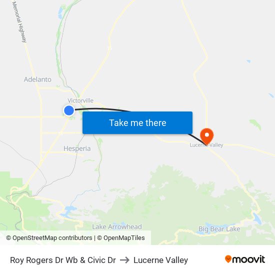 Roy Rogers Dr Wb & Civic Dr to Lucerne Valley map