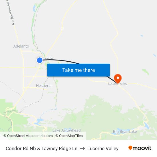 Condor Rd Nb & Tawney Ridge Ln to Lucerne Valley map