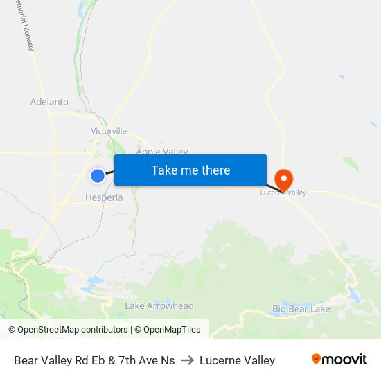 Bear Valley Rd Eb & 7th Ave Ns to Lucerne Valley map