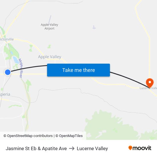 Jasmine St Eb & Apatite Ave to Lucerne Valley map