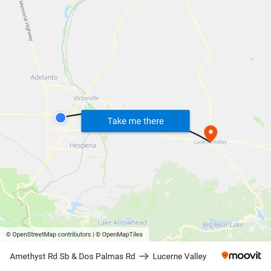 Amethyst Rd Sb & Dos Palmas Rd to Lucerne Valley map