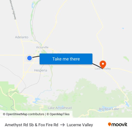 Amethyst Rd Sb & Fox Fire Rd to Lucerne Valley map