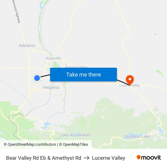 Bear Valley Rd Eb & Amethyst Rd to Lucerne Valley map