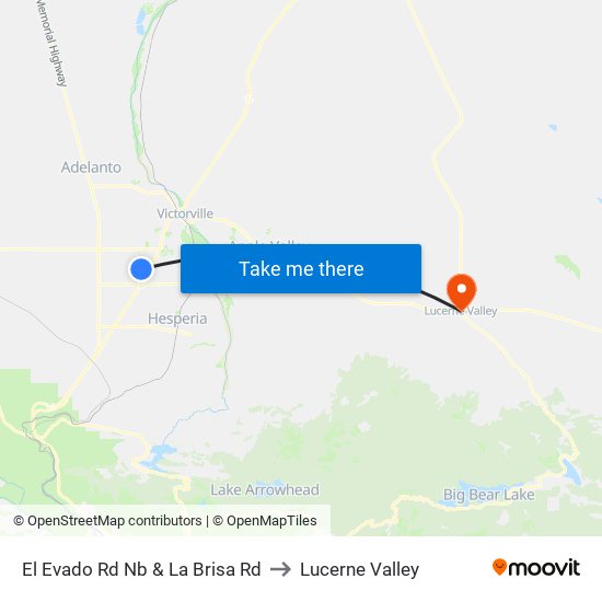 El Evado Rd Nb & La Brisa Rd to Lucerne Valley map