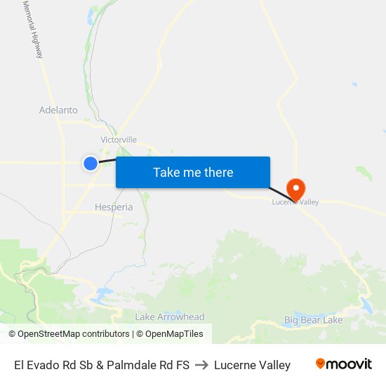 El Evado Rd Sb & Palmdale Rd FS to Lucerne Valley map