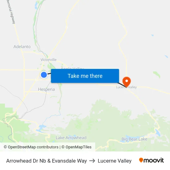 Arrowhead Dr Nb & Evansdale Way to Lucerne Valley map