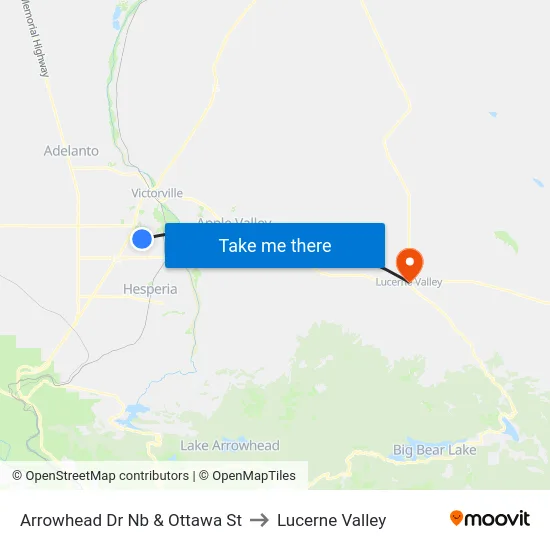 Arrowhead Dr Nb & Ottawa St to Lucerne Valley map