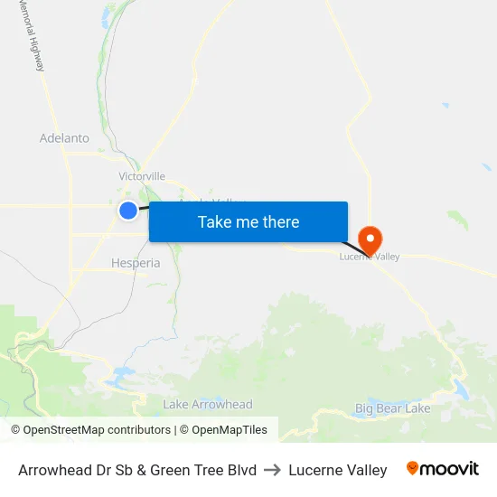 Arrowhead Dr Sb & Green Tree Blvd to Lucerne Valley map