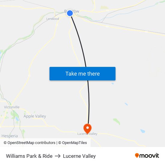 Williams Park & Ride to Lucerne Valley map