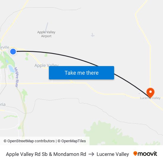 Apple Valley Rd Sb & Mondamon Rd to Lucerne Valley map