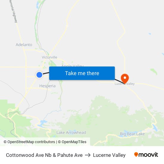 Cottonwood Ave Nb & Pahute Ave to Lucerne Valley map