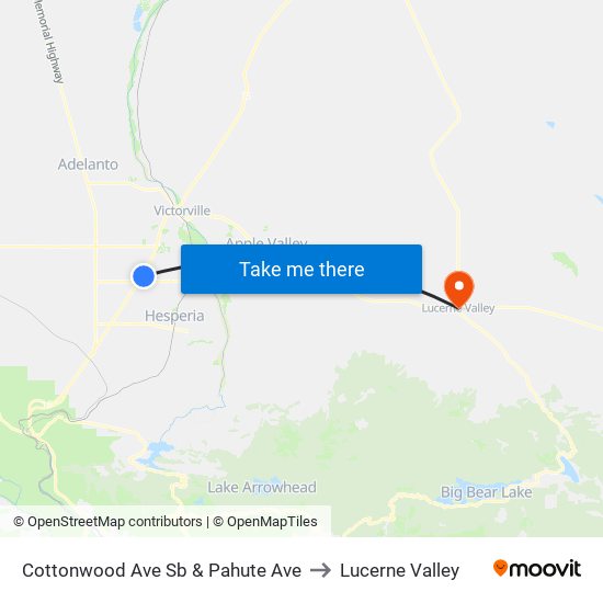 Cottonwood Ave Sb & Pahute Ave to Lucerne Valley map