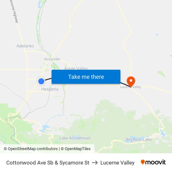 Cottonwood Ave Sb & Sycamore St to Lucerne Valley map