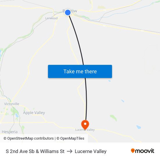 S 2nd Ave Sb & Williams St to Lucerne Valley map