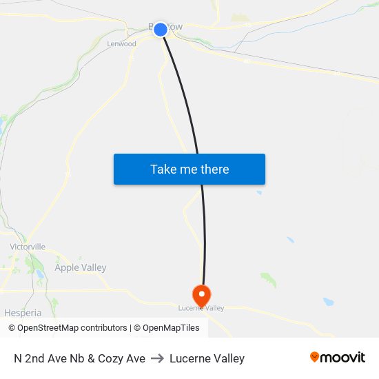 N 2nd Ave Nb & Cozy Ave to Lucerne Valley map