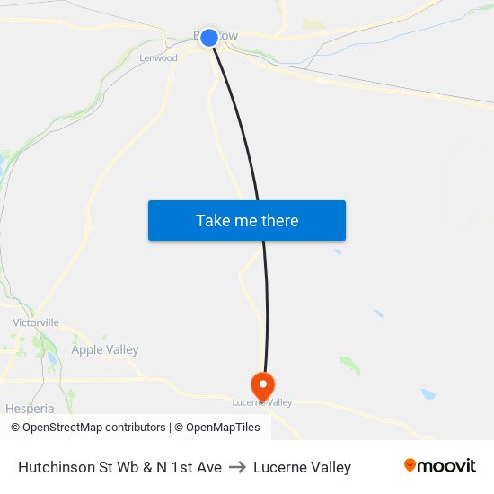 Hutchinson St Wb & N 1st Ave to Lucerne Valley map