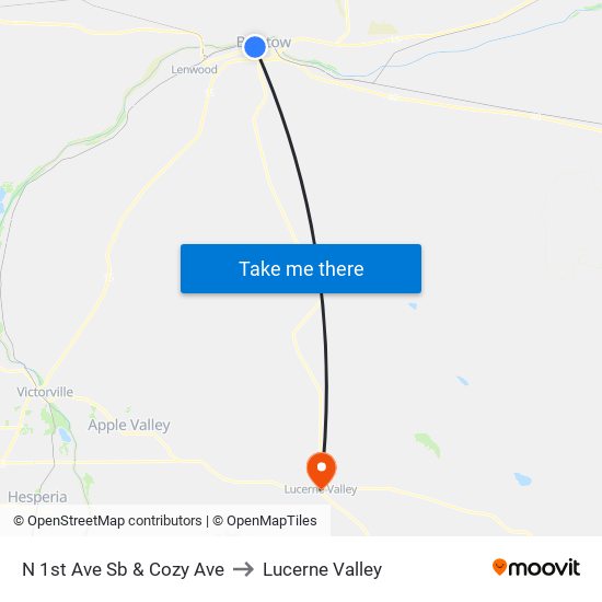 N 1st Ave Sb & Cozy Ave to Lucerne Valley map