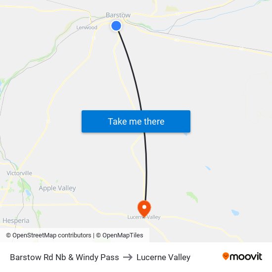 Barstow Rd Nb & Windy Pass to Lucerne Valley map