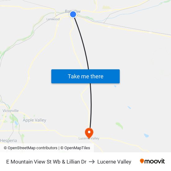 E Mountain View St Wb & Lillian Dr to Lucerne Valley map