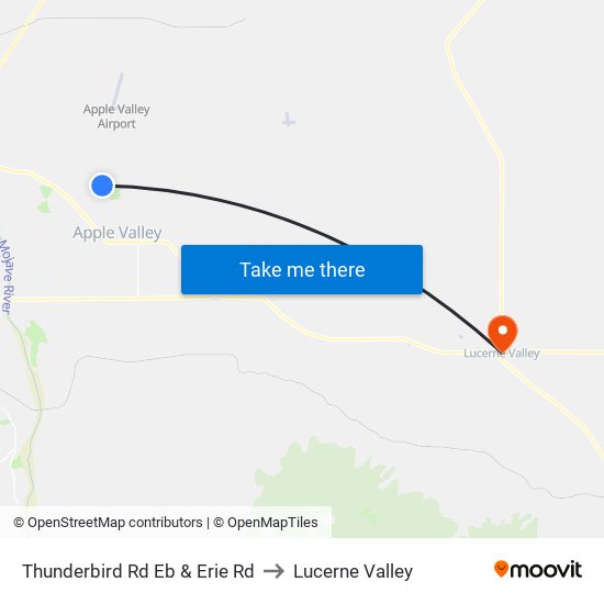 Thunderbird Rd Eb & Erie Rd to Lucerne Valley map